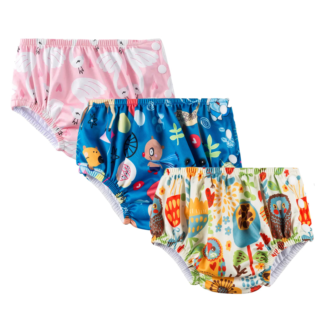 Chinmay Kids Waterproof Swim Diapers - Leakproof & Adjustable for Boys & Girls | Pack of 3 Fun Designs