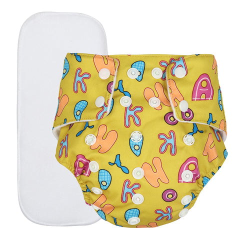 Chinmay Kids Cloth Diaper- Cute Prints, Freesize, Reusable, Washable, Adjustable Snap Buttons Cloth Diaper For Babies (0-36 Months Newborn) With Wet-Free Insert Pads/ Leak Proof & Dry Feel Pink Strawberry