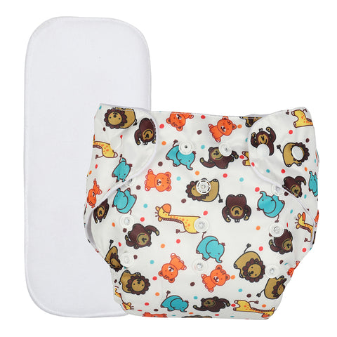 Chinmay Kids Cloth Diaper- Cute Prints, Freesize, Reusable, Washable, Adjustable Snap Buttons Cloth Diaper For Babies (0-36 Months Newborn) With Wet-Free Insert Pads/ Leak Proof & Dry Feel Swim Diaper