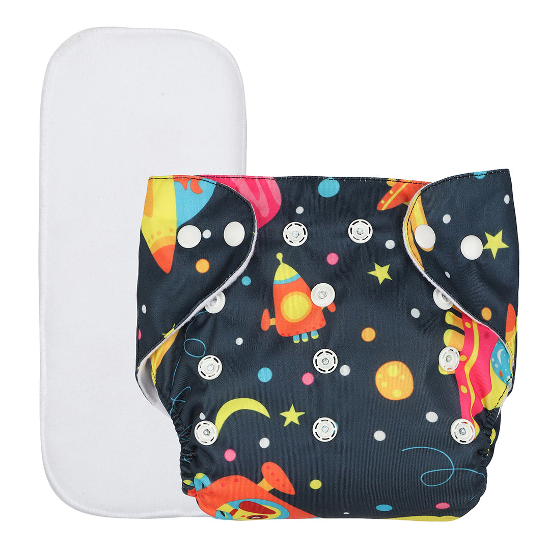 Chinmay Kids Cloth Diaper- Cute Prints, Freesize, Reusable, Washable, Adjustable Snap Buttons Cloth Diaper For Babies (0-36 Months Newborn) With Wet-Free Insert Pads/ Leak Proof & Dry Feel