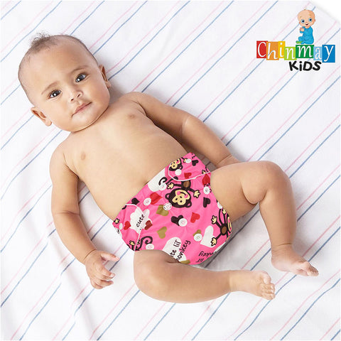 Chinmay Kids Cloth Diaper- Cute Prints, Freesize, Reusable, Washable, Adjustable Snap Buttons Cloth Diaper For Babies (0-36 Months Newborn) With Wet-Free Insert Pads/ Leak Proof & Dry Feel