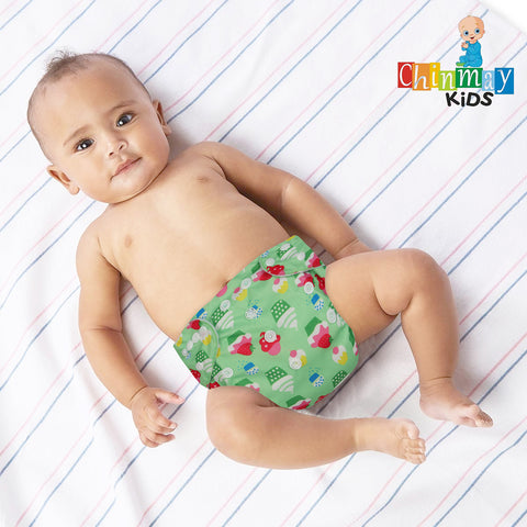 Chinmay Kids Cloth Diaper- Cute Prints, Freesize, Reusable, Washable, Adjustable Snap Buttons Cloth Diaper For Babies (0-36 Months Newborn) With Wet-Free Insert Pads/ Leak Proof & Dry Feel