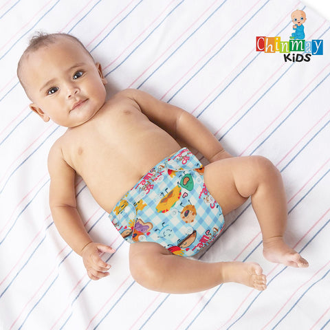 Chinmay Kids Cloth Diaper- Cute Prints, Freesize, Reusable, Washable, Adjustable Snap Buttons Cloth Diaper For Babies (0-36 Months Newborn) With Wet-Free Insert Pads/ Leak Proof & Dry Feel