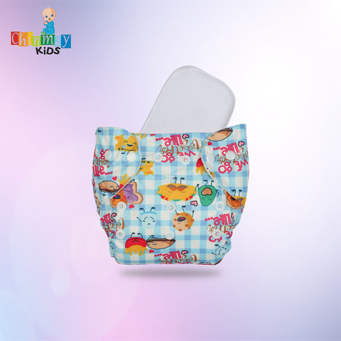 Chinmay Kids Cloth Diaper- Cute Prints, Freesize, Reusable, Washable, Adjustable Snap Buttons Cloth Diaper For Babies (0-36 Months Newborn) With Wet-Free Insert Pads/ Leak Proof & Dry Feel