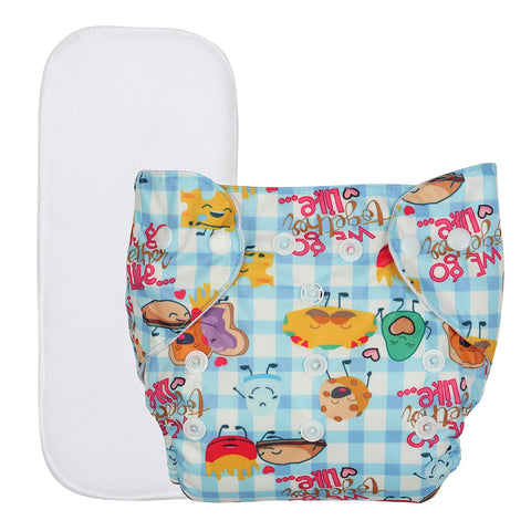 Chinmay Kids Cloth Diaper- Cute Prints, Freesize, Reusable, Washable, Adjustable Snap Buttons Cloth Diaper For Babies (0-36 Months Newborn) With Wet-Free Insert Pads/ Leak Proof & Dry Feel