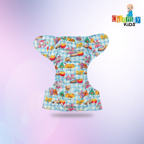 Chinmay Kids Cloth Diaper- Cute Prints, Freesize, Reusable, Washable, Adjustable Snap Buttons Cloth Diaper For Babies (0-36 Months Newborn) With Wet-Free Insert Pads/ Leak Proof & Dry Feel