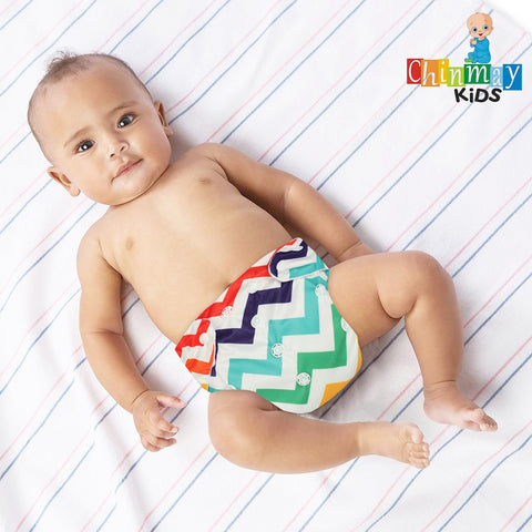 Chinmay Kids Cloth Diaper- Cute Prints, Freesize, Reusable, Washable, Adjustable Snap Buttons Cloth Diaper For Babies (0-36 Months Newborn) With Wet-Free Insert Pads/ Leak Proof & Dry Feel