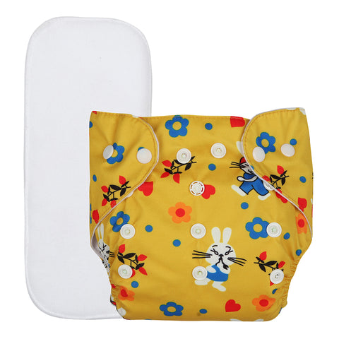 Chinmay Kids Cloth Diaper- Cute Prints, Freesize, Reusable, Washable, Adjustable Snap Buttons Cloth Diaper For Babies (0-36 Months Newborn) With Wet-Free Insert Pads/ Leak Proof & Dry Feel