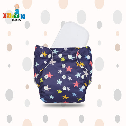 Chinmay Kids Cloth Diaper- Cute Prints, Freesize, Reusable, Washable, Adjustable Snap Buttons Cloth Diaper For Babies (0-36 Months Newborn) With Wet-Free Insert Pads/ Leak Proof & Dry Feel