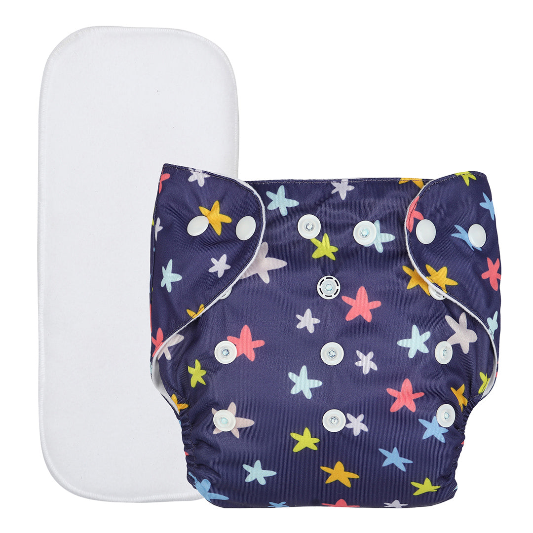 Chinmay Kids Cloth Diaper- Cute Prints, Freesize, Reusable, Washable, Adjustable Snap Buttons Cloth Diaper For Babies (0-36 Months Newborn) With Wet-Free Insert Pads/ Leak Proof & Dry Feel