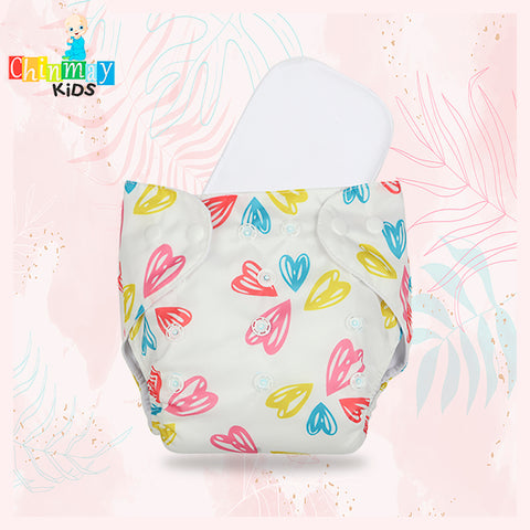 Chinmay Kids Cloth Diaper- Cute Prints, Freesize, Reusable, Washable, Adjustable Snap Buttons Cloth Diaper For Babies (0-36 Months Newborn) With Wet-Free Insert Pads/ Leak Proof & Dry Feel