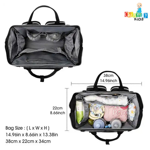 Chinmay Kids Waterproof Travel Large Nylon Designer Shoulder Nappy Mommy Bag Diaper Bag (Grey Black)