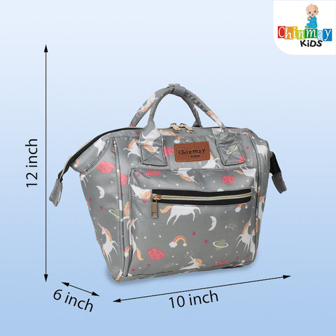 Chinmay Kids Baby Polyester Backpack New Born Casual Travel Outing Stylish Mini Diaper Backpack (Grey)