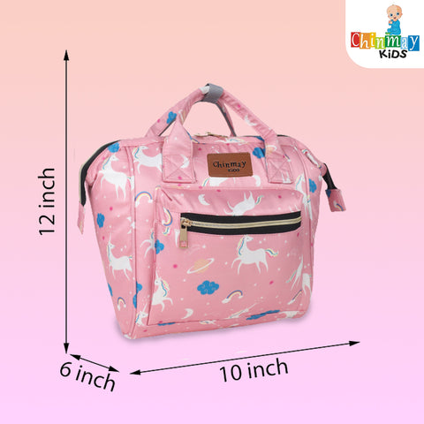 Chinmay Kids Baby Polyester Backpack New Born Casual Travel Outing Stylish Mini Diaper Backpack (Pink)