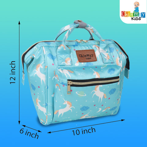 Chinmay Kids Baby Polyester Backpack New Born Casual Travel Outing Stylish Mini Diaper Backpack (Green Unicorn)
