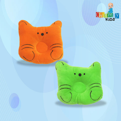 Chinmay Kids Baby Soft Neck Support Pillow for Head Shaping/Shape Supporter Cat Face Pillow Pack of 2