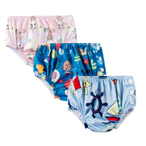 Chinmay Kids Waterproof Swim Diapers - Leakproof & Adjustable for Boys & Girls | Pack of 3 Fun Designs