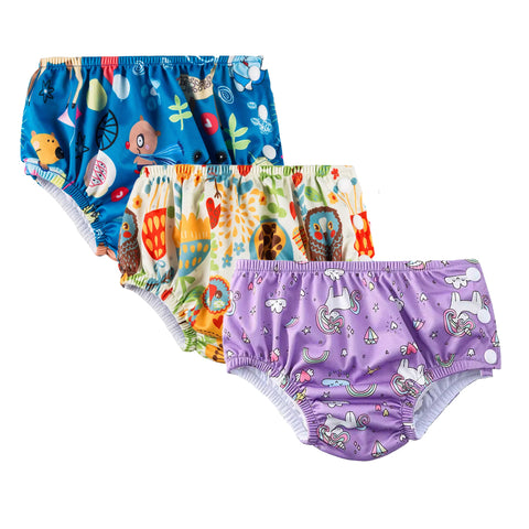 Chinmay Kids Waterproof Swim Diapers - Leakproof & Adjustable for Boys & Girls | Pack of 3 Fun Designs