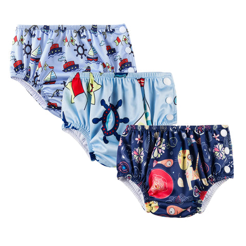 Chinmay Kids Waterproof Swim Diapers - Leakproof & Adjustable for Boys & Girls | Pack of 3 Fun Designs