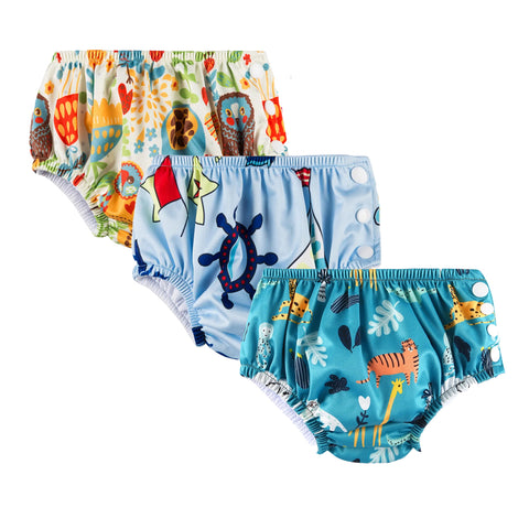 Chinmay Kids Waterproof Swim Diapers - Leakproof & Adjustable for Boys & Girls | Pack of 3 Fun Designs