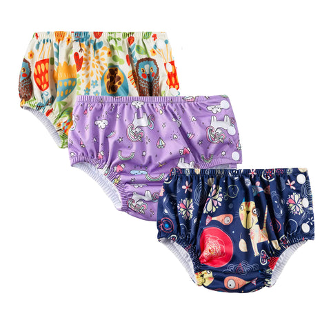 Chinmay Kids Waterproof Swim Diapers - Leakproof & Adjustable for Boys & Girls | Pack of 3 Fun Designs