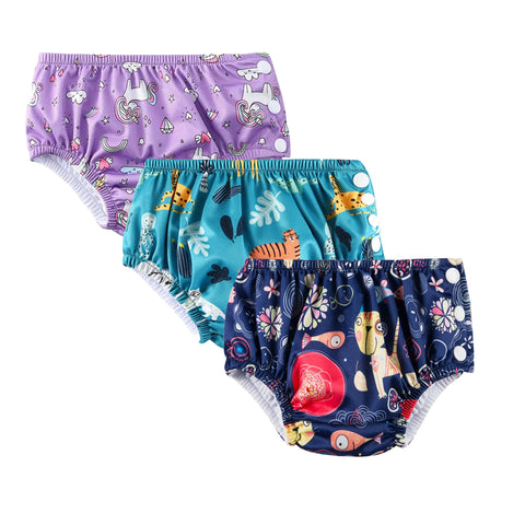 Chinmay Kids Waterproof Swim Diapers - Leakproof & Adjustable for Boys & Girls | Pack of 3 Fun Designs