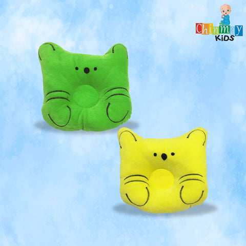 Chinmay Kids Baby Soft Neck Support Pillow for Head Shaping/Shape Supporter Cat Face Pillow Pack of 2