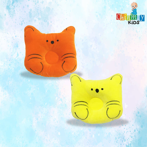 Chinmay Kids Baby Soft Neck Support Pillow for Head Shaping/Shape Supporter Cat Face Pillow Pack of 2