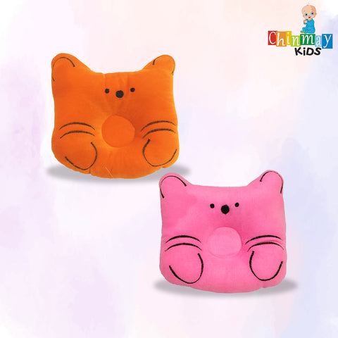 Chinmay Kids Baby Soft Neck Support Pillow for Head Shaping/Shape Supporter Cat Face Pillow Pack of 2