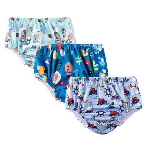 Chinmay Kids Waterproof Swim Diapers - Leakproof & Adjustable for Boys & Girls | Pack of 3 Fun Designs