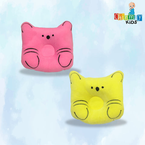 Chinmay Kids Baby Soft Neck Support Pillow for Head Shaping/Shape Supporter Cat Face Pillow Pack of 2