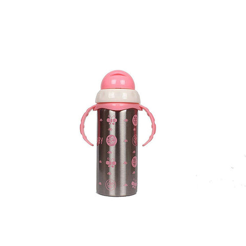 Chinmay Kids Thermal Insulation Stainless Steel Toddler/New-Born Baby Feeding Bottle Multifunctional with Amazing Printed Design and Shape | BPA Free | 240 ml Capacity ( Pink )